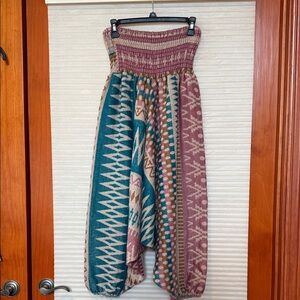 Bohemian Teal and Pink Harem Pants